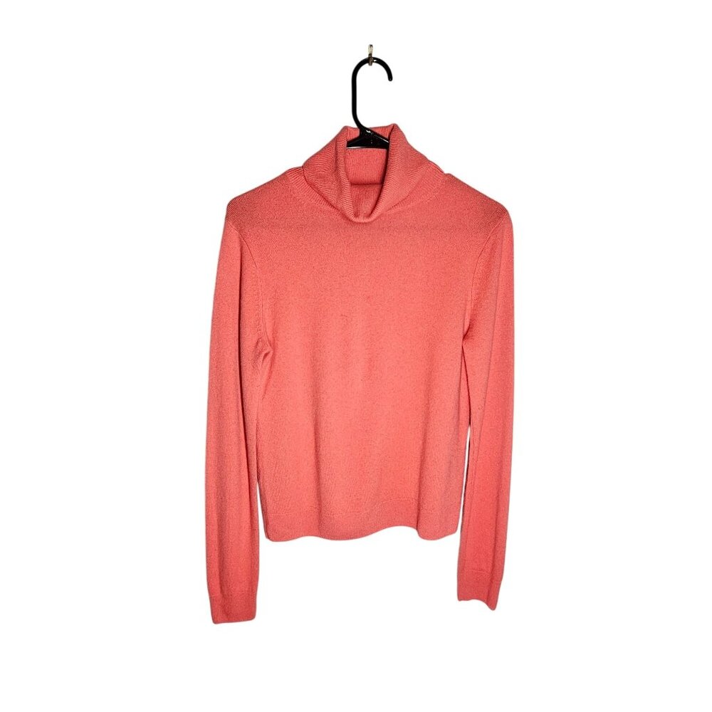 Super Soft, Comfy Uniqlo Womens XS 100% Cashmere Coral Rose Turtleneck Sweater L